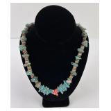 Navajo Turquoise and Heshi Coral Necklace