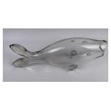 Blenko Glass Clear Fish Console Bowl 22"