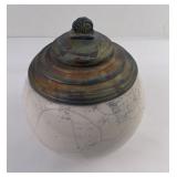 Raku Studio Pottery Lidded Jar