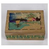 Vintage Japanese Wood Inlaid Puzzle Box