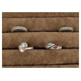 Lot of 4 Navajo Sterling Silver Inlay Rings
