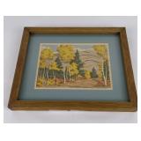 Norma Bassett Hall Taos Silkscreen Woodblock Print