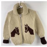 Vintage Cowichan Indian Wool Horse Sweater
