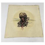 Charley Bear Montana Indian Watercolor Painting
