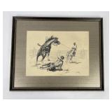 Shorty Shope Cowboy Roping Horse Drawing