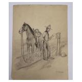Shorty Shope Cowboy Artist Pencil Drawing