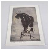 John Clarke Glacier Park Montana Linocut Print