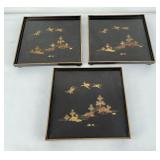 Lot of 3 Meji Period Japanese Lacquer Trays