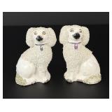 Pair of Staffordshire Confetti Coat Poodles Dogs