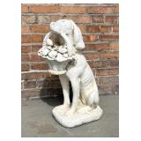 Cast Stone Dog Holding Basket Garden Statue