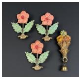 Victorian Floral Cast Iron Curtain Tie Backs