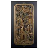 Mid Century Chinese Carved Wood Panel