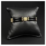 Chinese 10K Gold and Onyx Bracelet