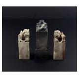 Group of Chinese Stone Chop Seals and Stand