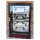 Chinese Mirrored Wood Curio Cabinet