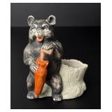 Bisque Bear with Umbrella Toothpick Holder