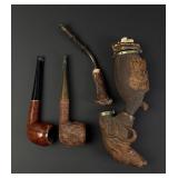 Group of Carved Figural Estate Tobacco Pipes