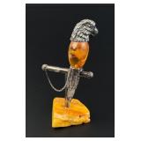 Sterling Silver and Baltic Amber Parrot Figurine