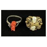 Pair of Art Deco Costume Jewelry Rings