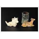 Deer and Dog Spelter Toothpick Holders