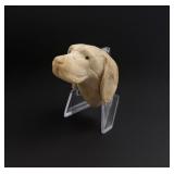 Carved Alabaster Bloodhound Head