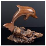 Bruce Stamp Walnut Carved Dolphin