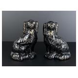 Pair of Black Glazed Staffordshire Dogs
