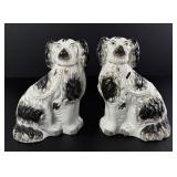 Pair of English Black & White Staffordshire Dogs