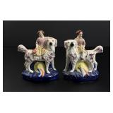 Old Staffordshire Ware Children Riding Spaniels