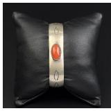 Navajo Sterling Silver Coral Bracelet