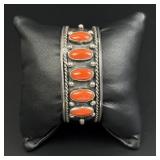 Navajo Sterling Silver Coral Bracelet