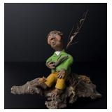 Folk Art Clay Hobbit Sculpture