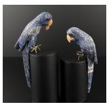 Pair of Carved Sodalite Bird Figurines
