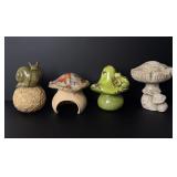 Group of Ceramic and Concrete Garden Mushrooms