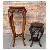 Chinese Rosewood Jardiniere Marble Plant Stands