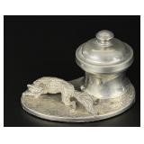 English Pewter Fox Inkwell