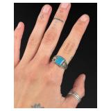 Old Pawn Navajo Sterling Turquoise Ring