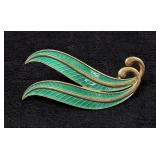 Albert Scharning Norway Sterling Leaf Brooch