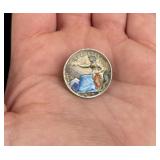 French Enamel Silver Coin Brooch