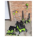 Greenworks Electric Lawn Mower Yard Tool Set