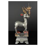 Chinese Pewter Deer Candlestick