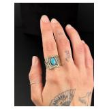 Fred Harvey Era Sterling Silver Turquoise Ring