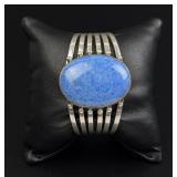 Navajo Sterling Silver Denim Lapis Lazuli Bracelet