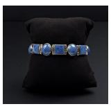 Navajo Sterling Silver Denim Lapis Bracelet