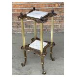 Hollywood Regency Brass and Marble Plant Stand