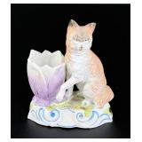 Bisque Fox and Flowers Toothpick Holder