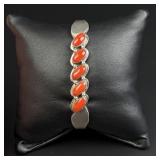 Navajo Sterling Silver Coral Bracelet