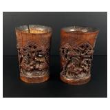 Antique Chinese Bamboo Scholar Brush Pots