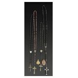 Collection of Religious Beaded Rosaries Pendants
