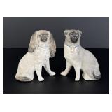 Pair of Bisque Staffordshire Style Pugs Dogs